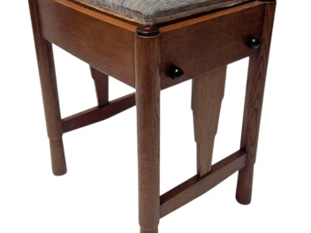 Art Deco Amsterdamse School Stool with Adjustable Seat, 1920s